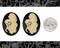 Black and Ivory Tattooed Gypsy with Skull Cameos 30mm x 40mm Cameos - Set of Two - CAM311